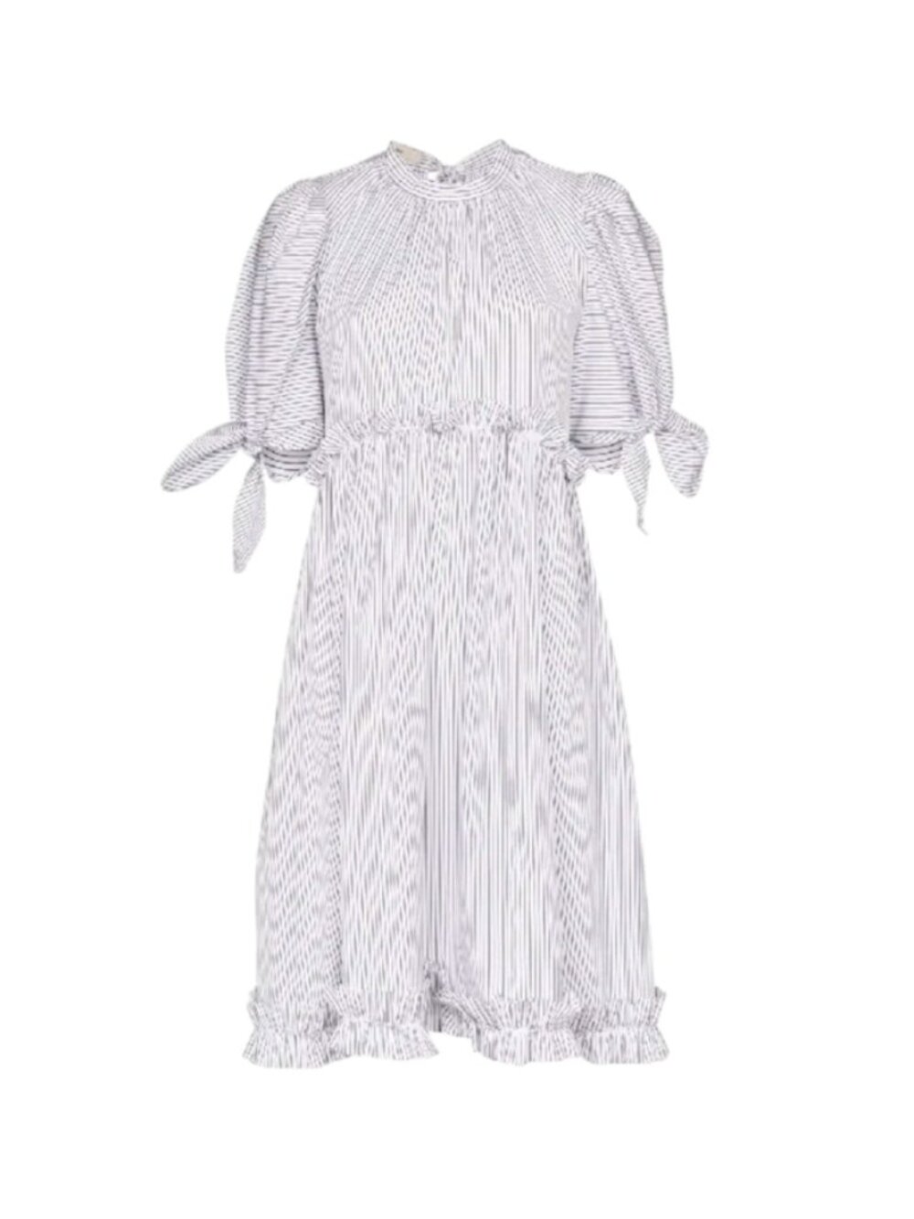 Brogger Amy Midi Dress Womens XS White Black Stripe Short Puff Sleeve Cotton